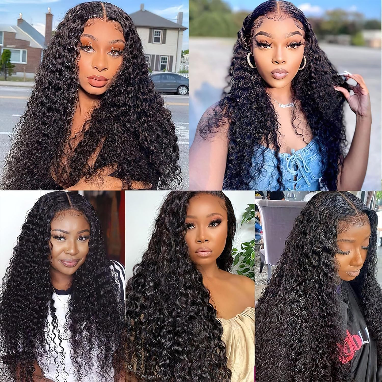 Perruque bouclée cheveux naturels longs — porté