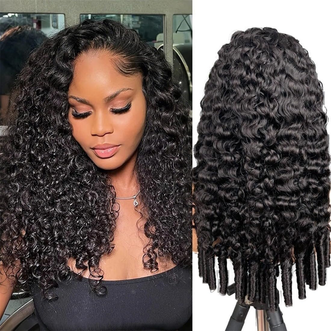 Perruque bouclée cheveux naturels vue 2