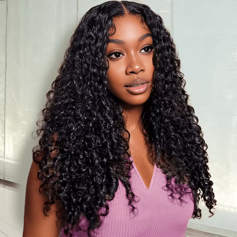 Perruque bouclée cheveux naturels — porté