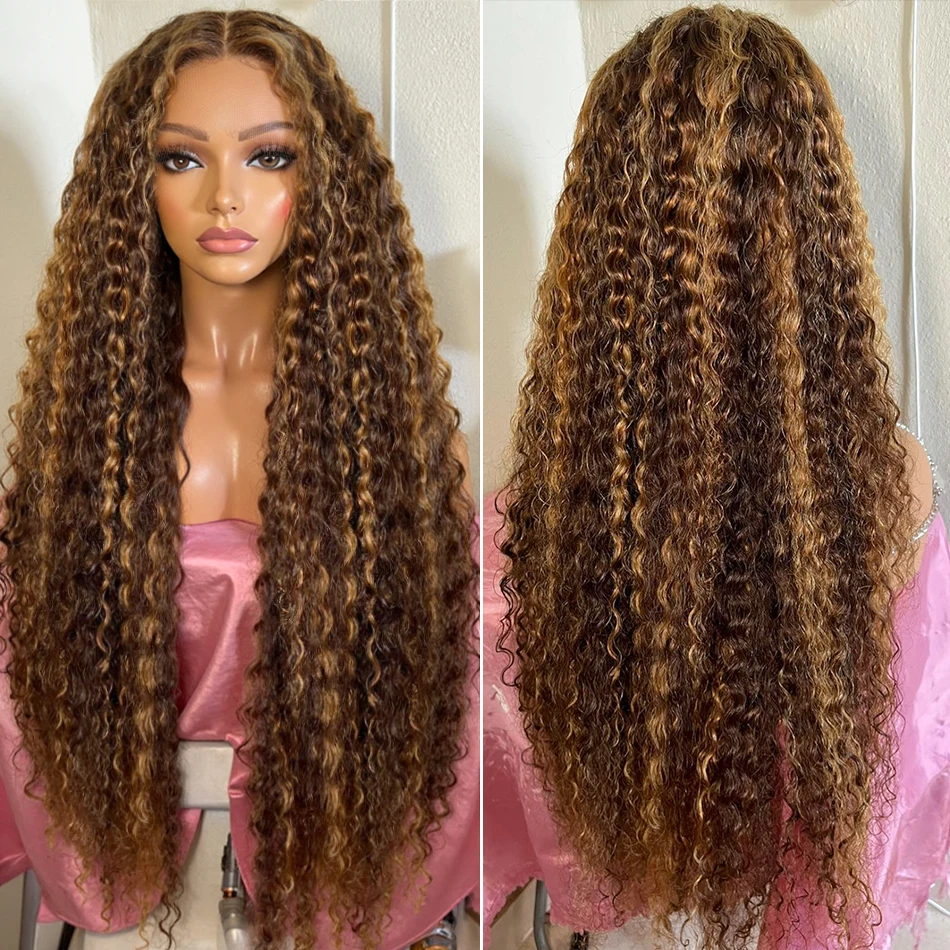 Perruque bouclée longue balayage miel