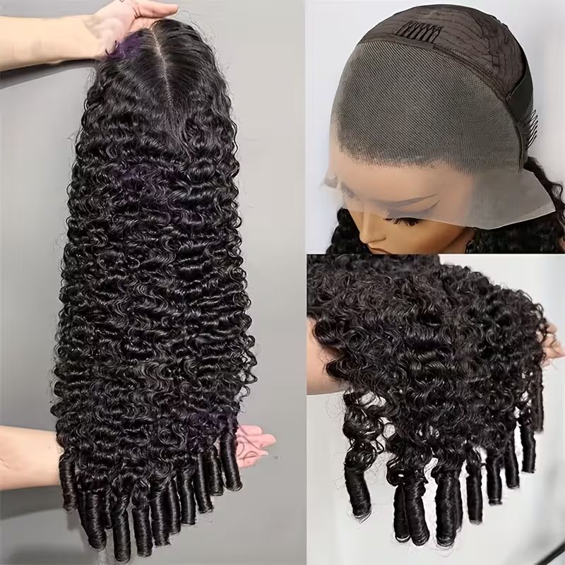 Perruque bouclée volume naturel — porté