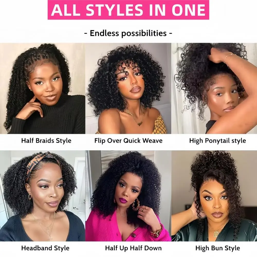 Perruque crépue afro volume naturel — porté