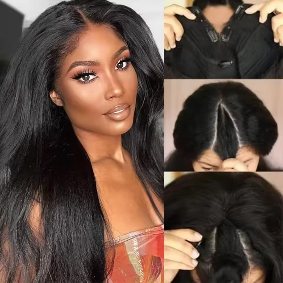 Perruque crépue lisse volume naturel vue 3