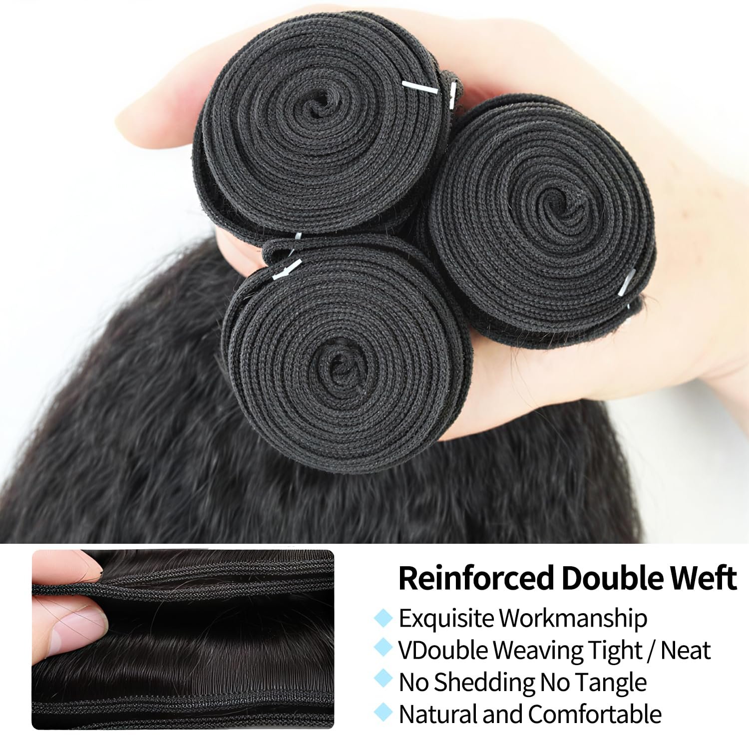Perruque crépue lissée cheveux naturels — porté