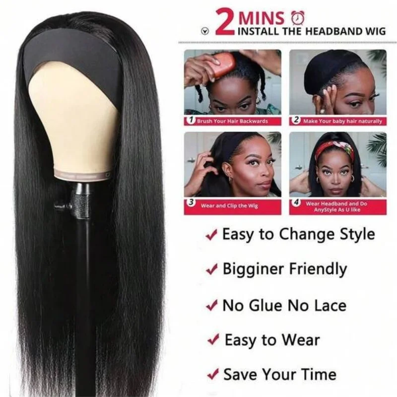 Perruque lisse avec bandeau vue 4