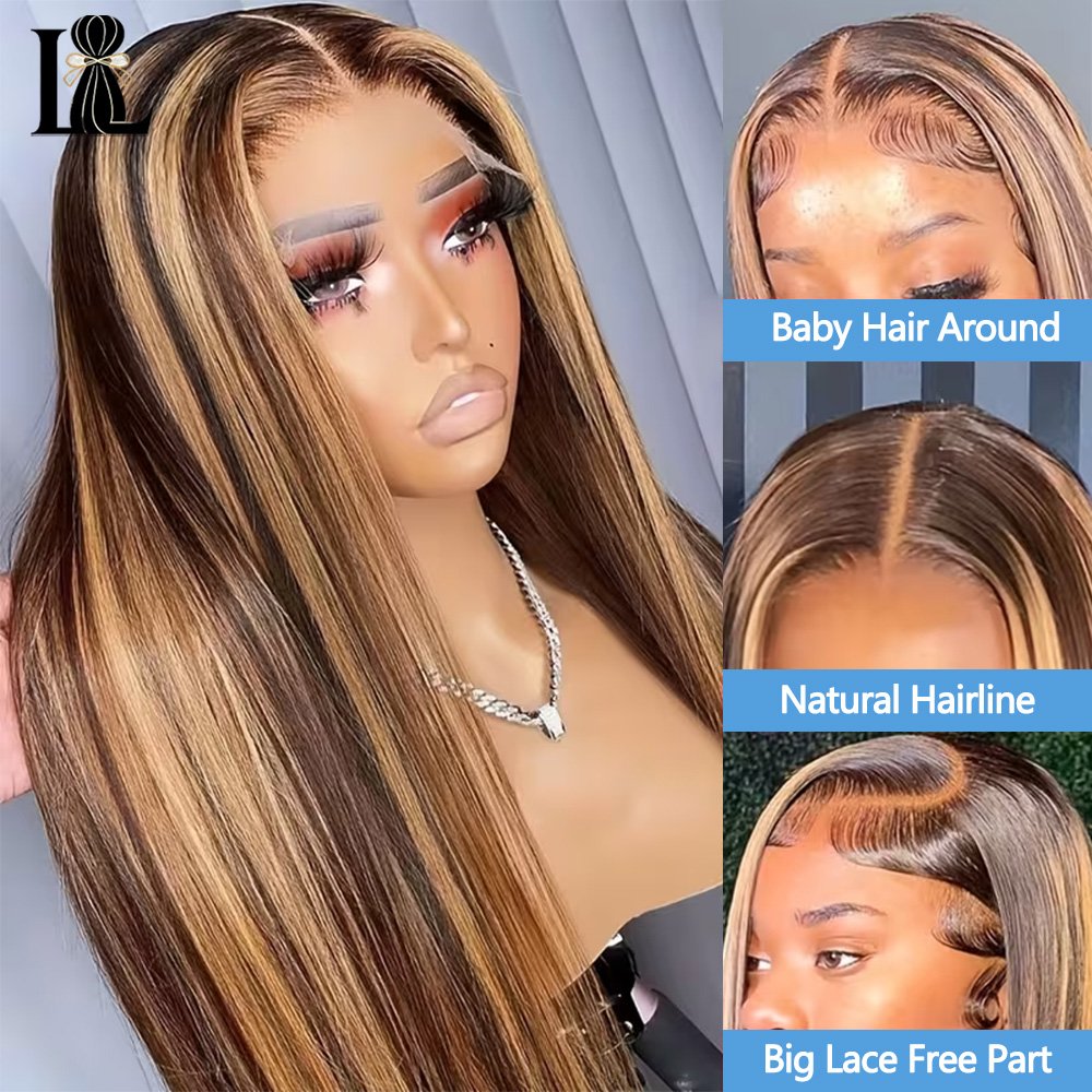 Perruque lisse balayage miel et chocolat vue 2