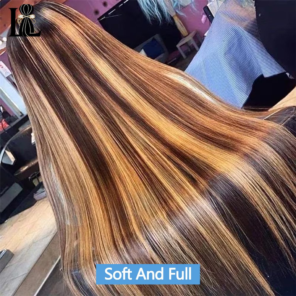 Perruque lisse balayage miel et chocolat vue 4
