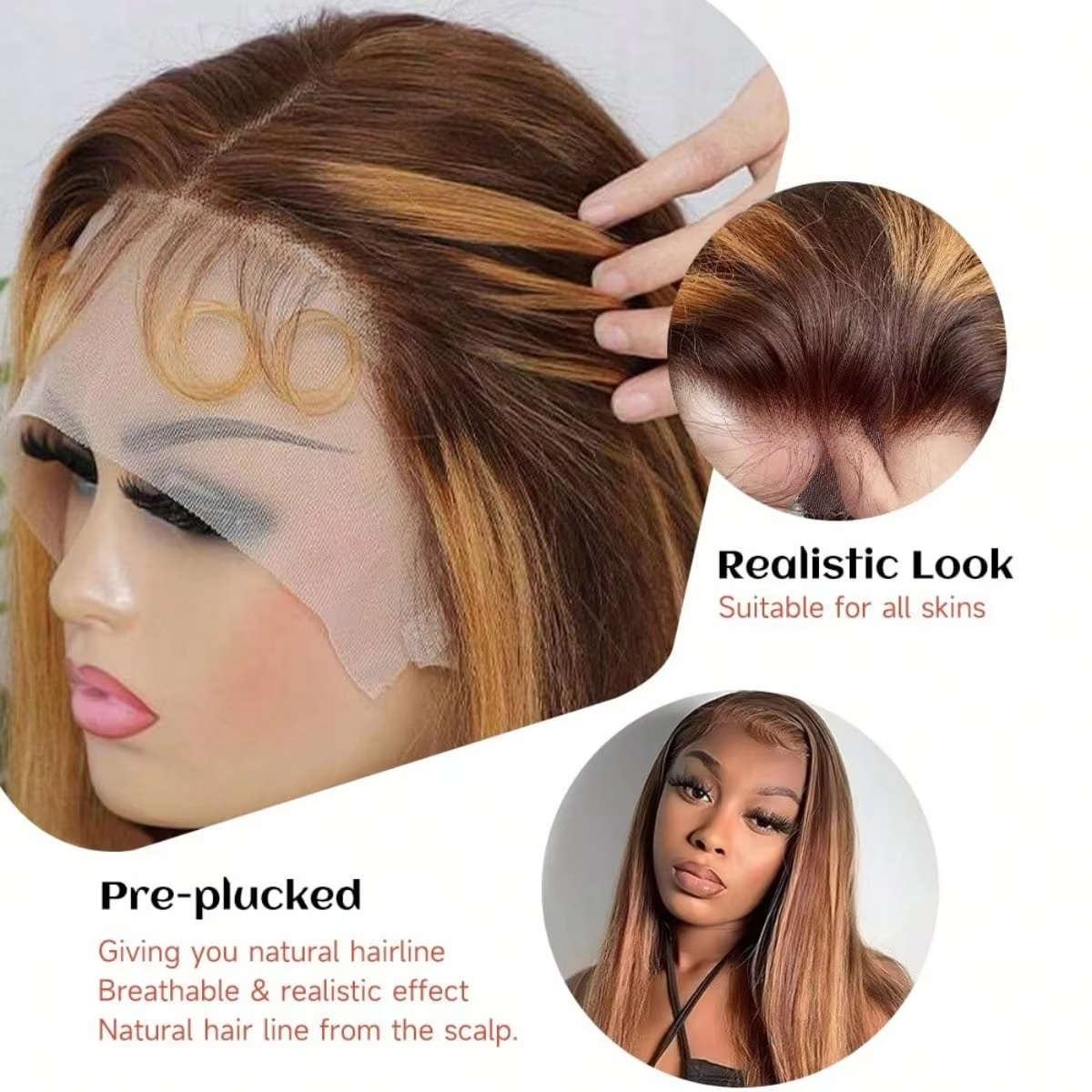 Perruque lisse balayage miel vue 3