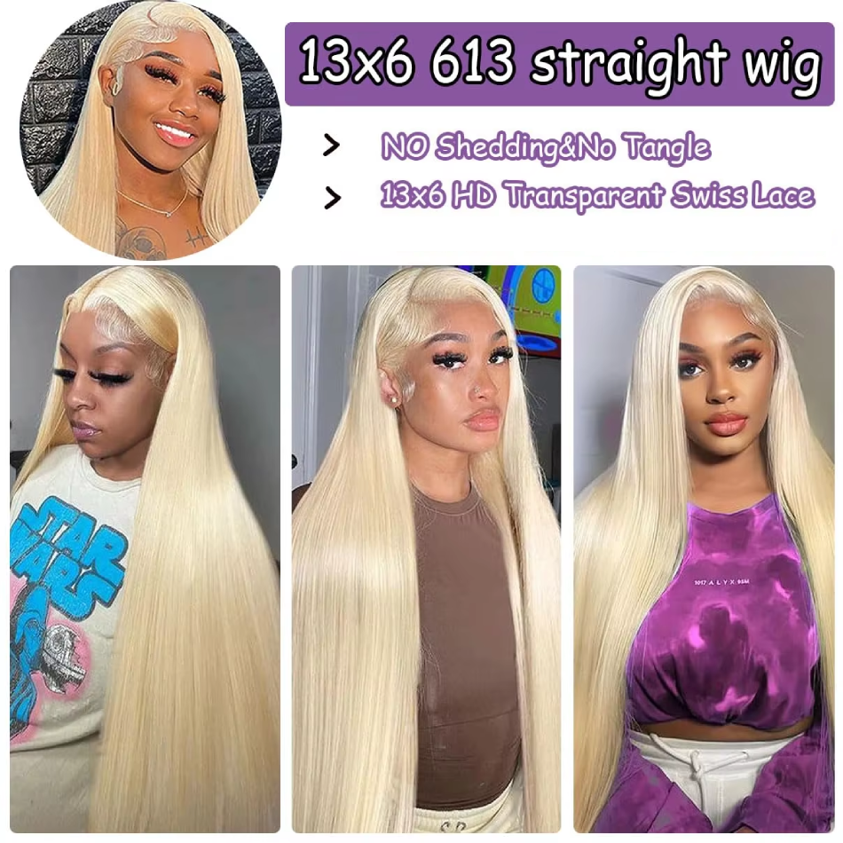 Perruque lisse blond platine longue vue 4
