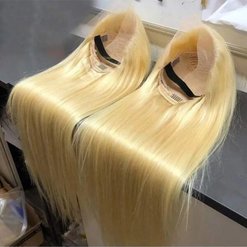 Perruque lisse blond platine