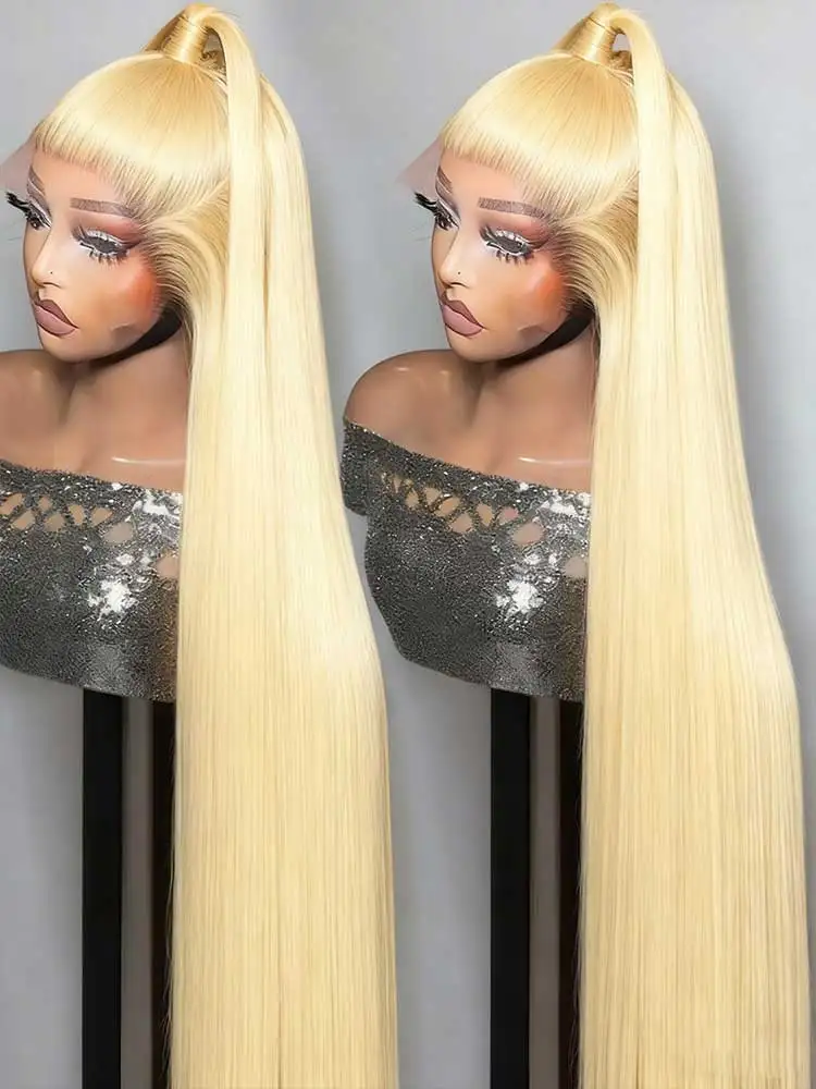 Perruque lisse blond platine vue 2