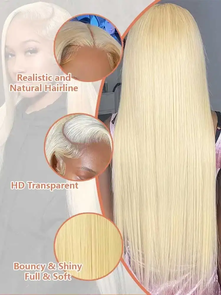 Perruque lisse blond platine vue 4
