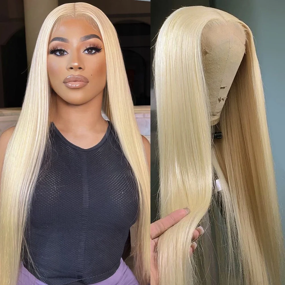 Perruque lisse blond platine