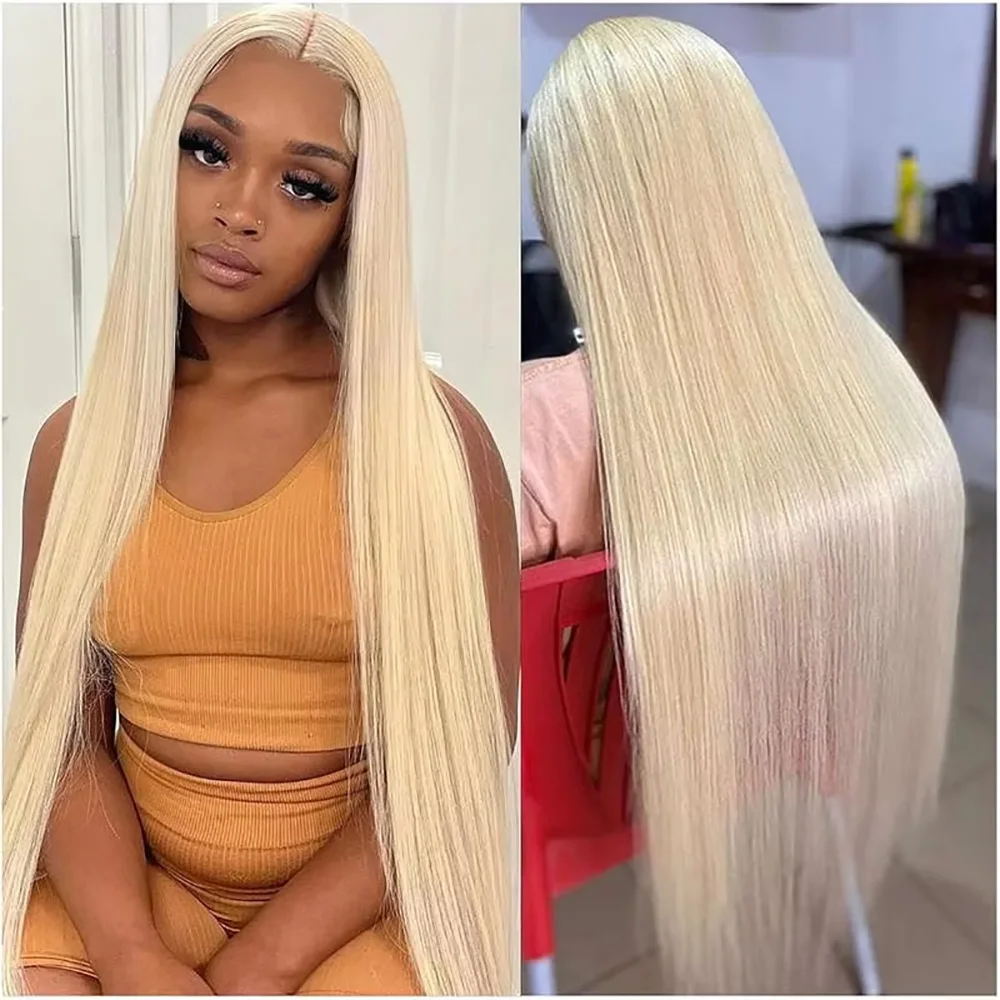 Perruque lisse blond platine