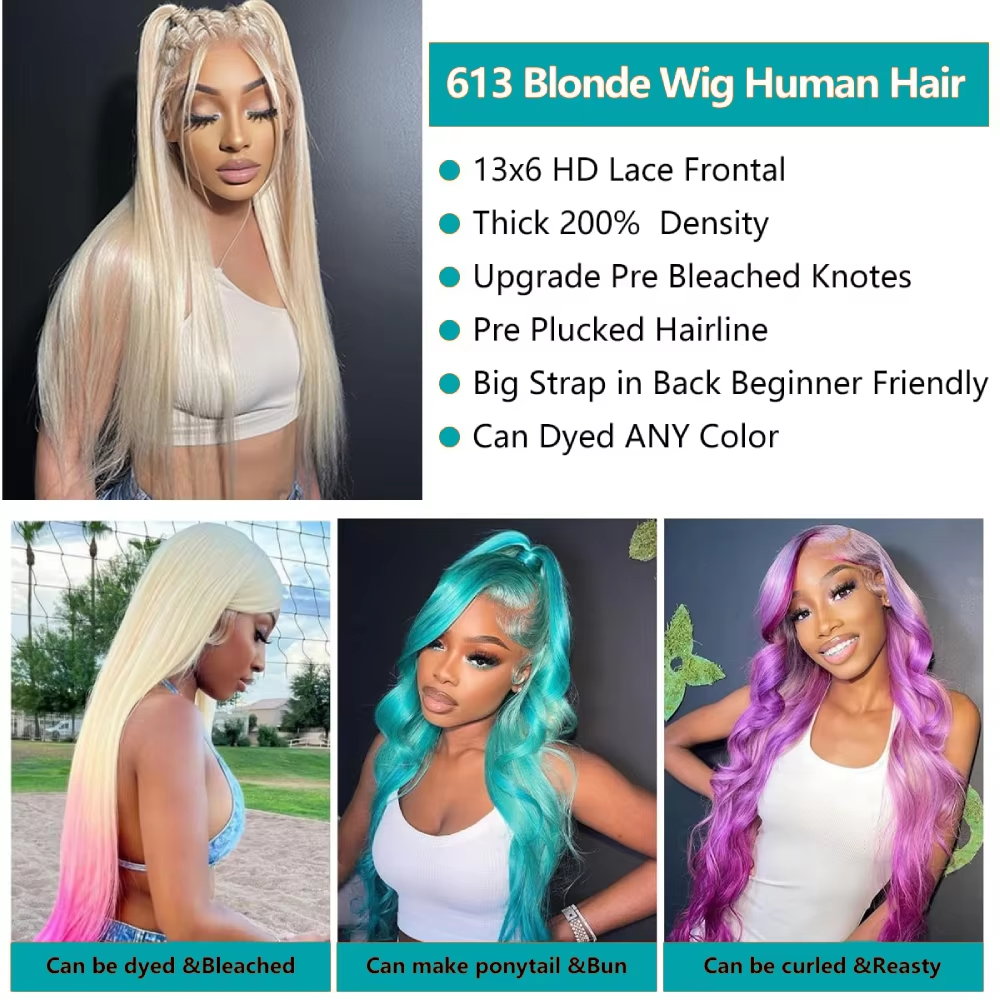 Perruque lisse blond platine vue 4