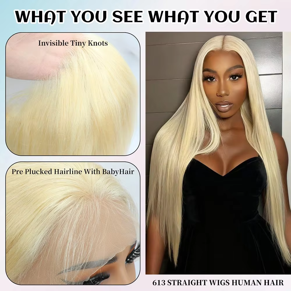 Perruque lisse blond platine vue 2