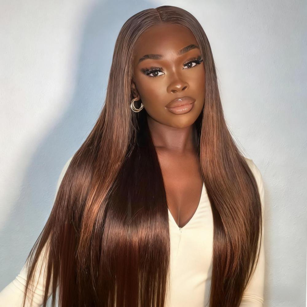 Perruque lisse brun chocolat