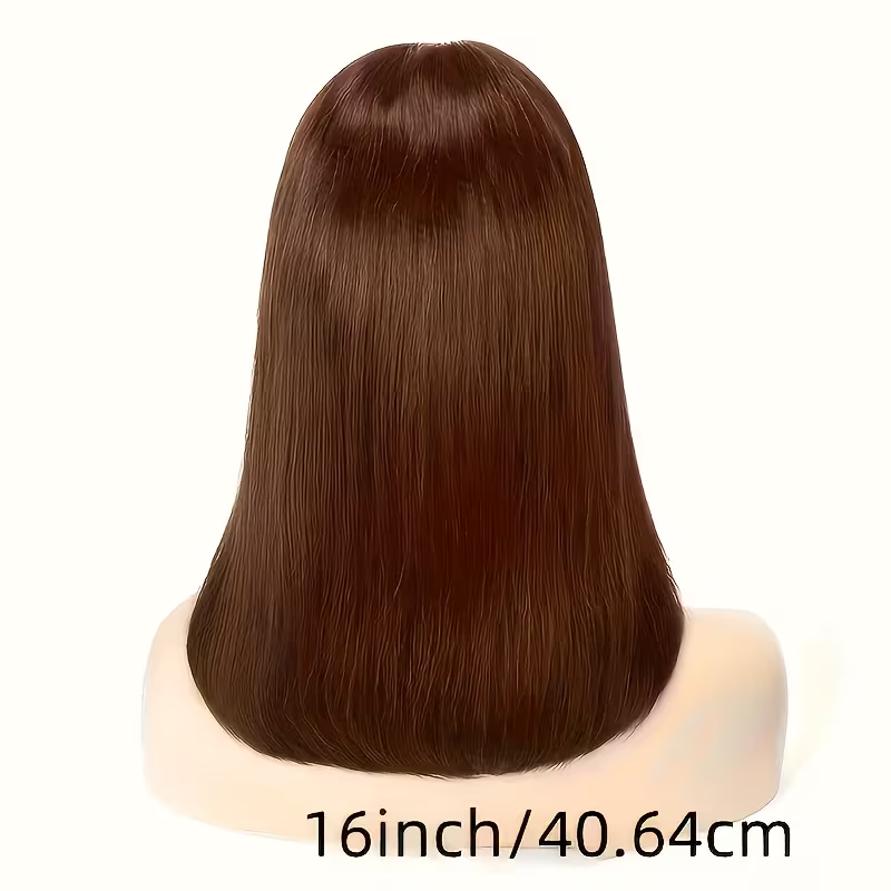 Perruque lisse carré brun chocolat vue 3