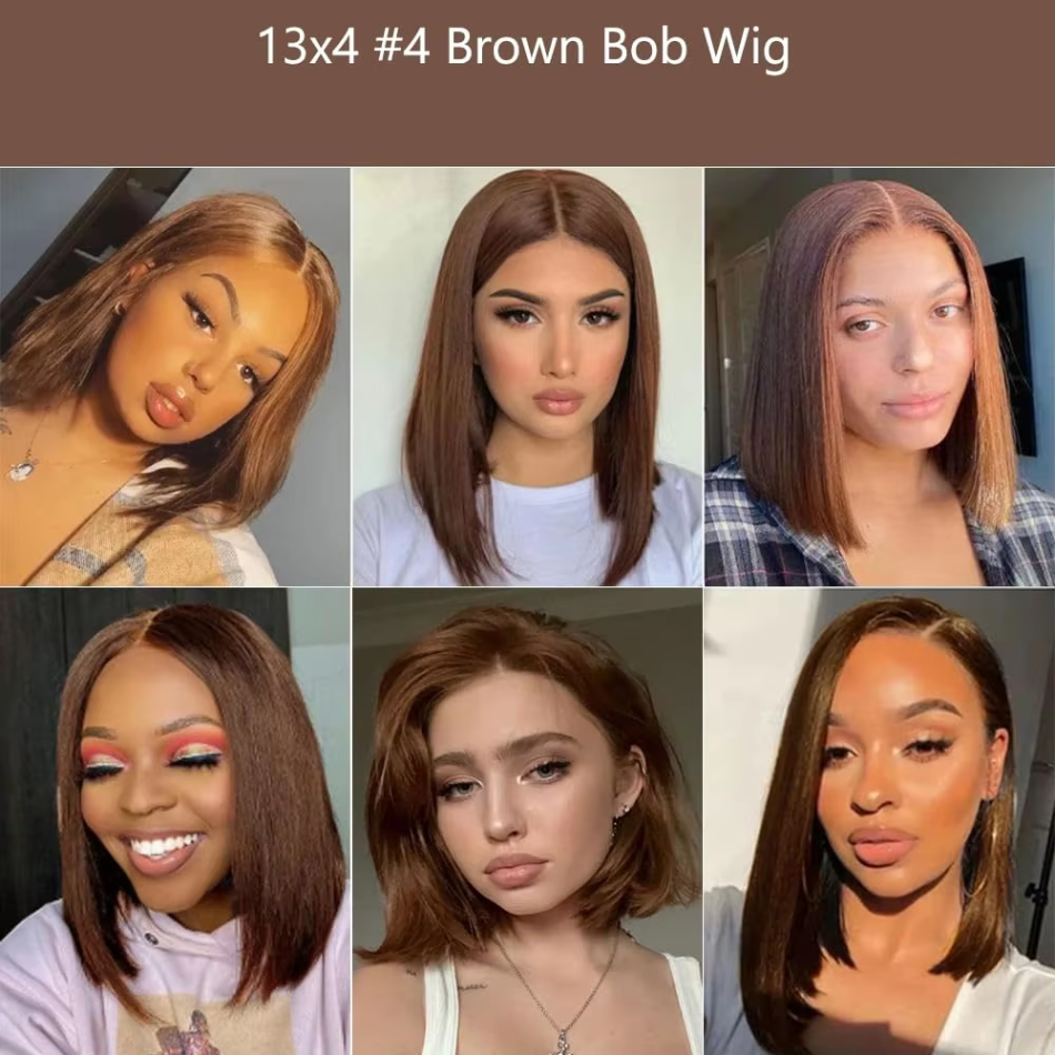 Perruque lisse carré brun chocolat vue 4