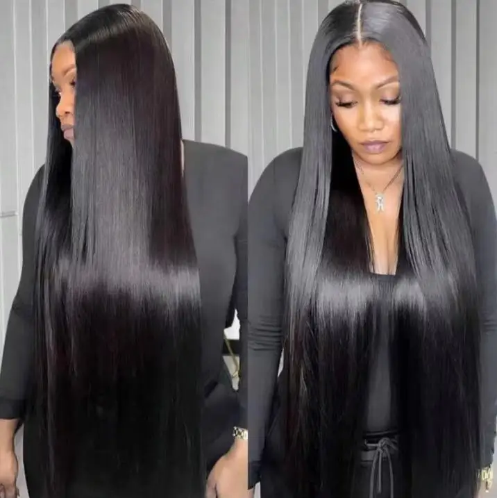 Perruque lisse cheveux naturels extra longue — porté