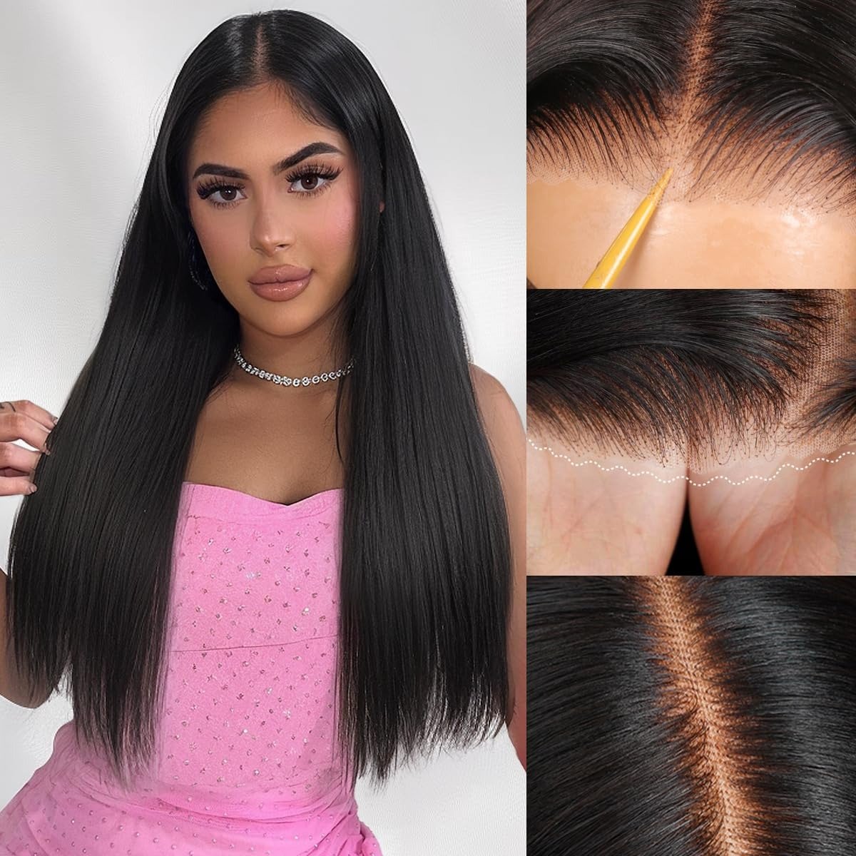 Perruque lisse cheveux naturels longs vue 3