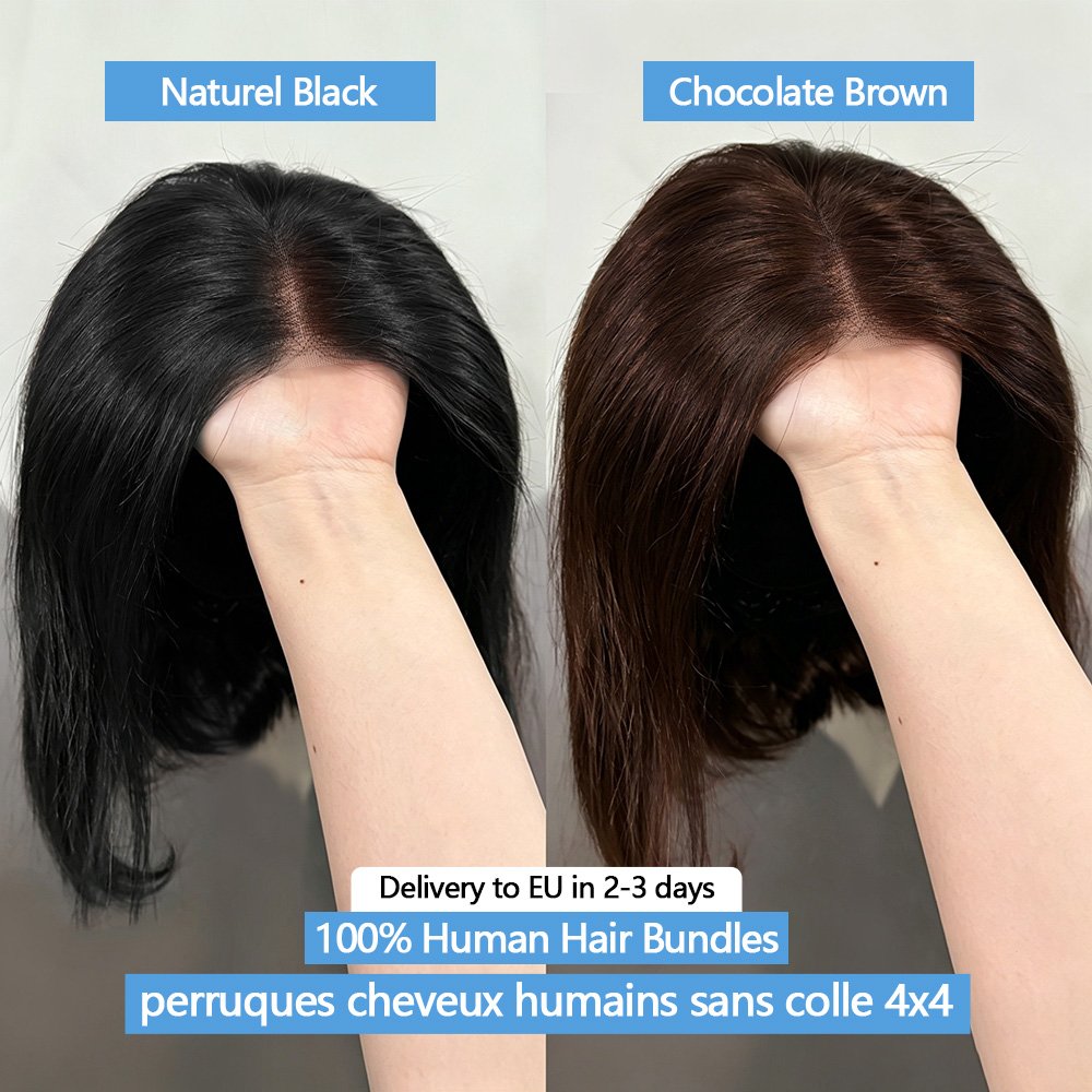 Perruque lisse cheveux naturels vue 2