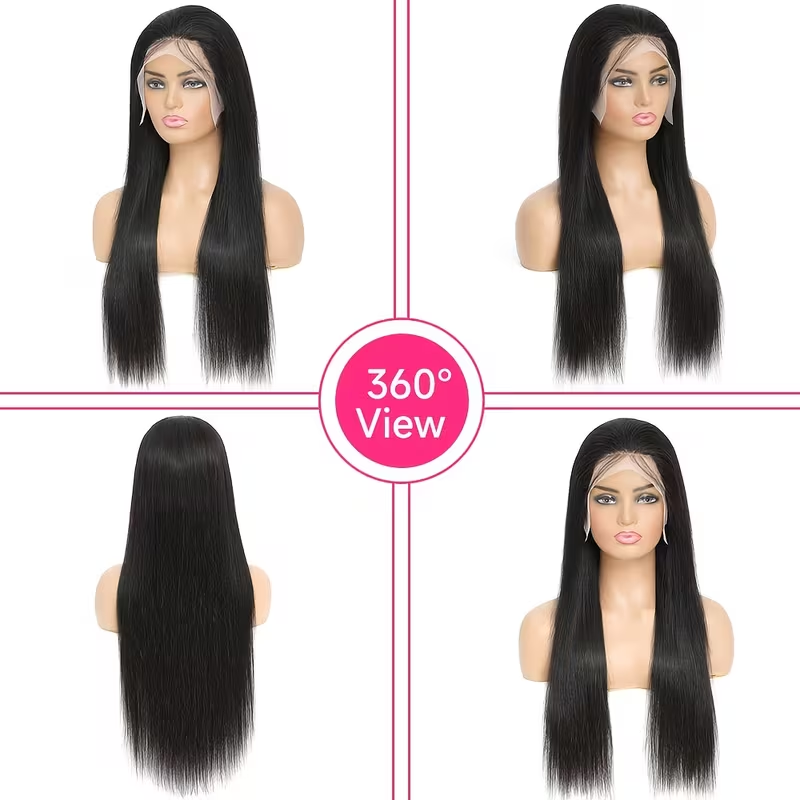 Perruque lisse cheveux naturels — porté