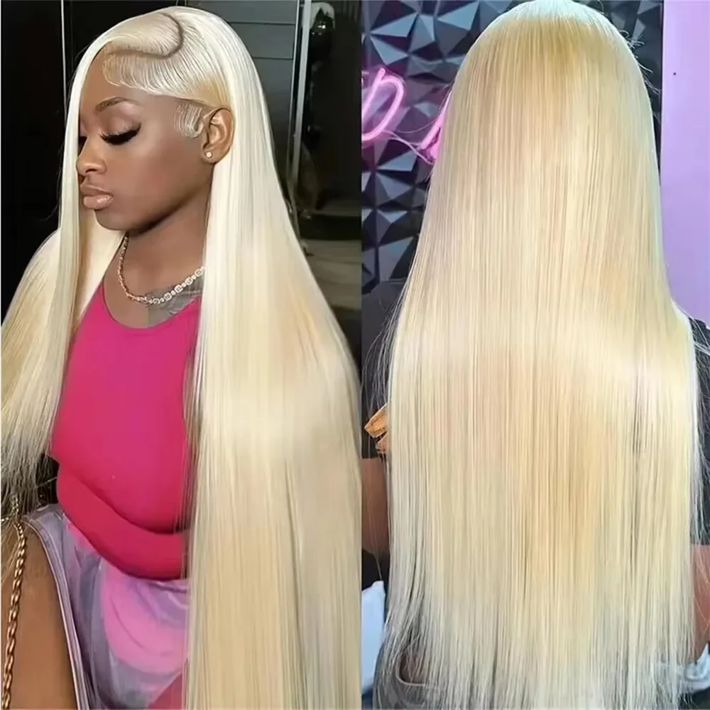 Perruque lisse longue blond platine