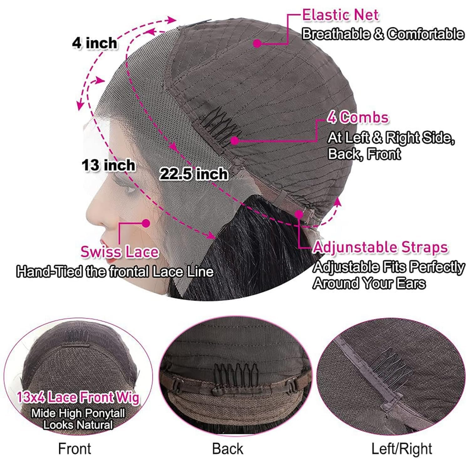 Perruque lisse longue cheveux naturels vue 3