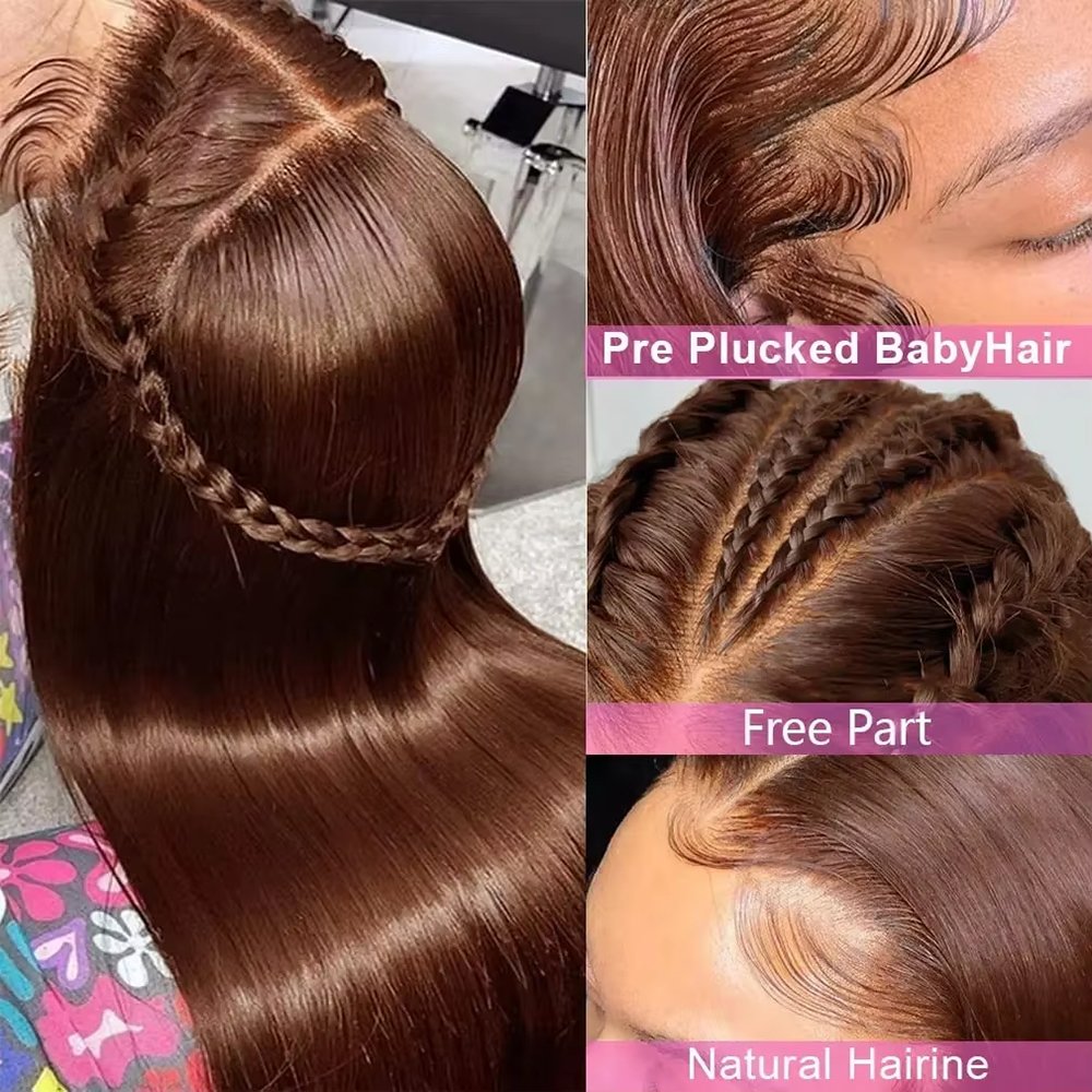 Perruque lisse marron chocolat