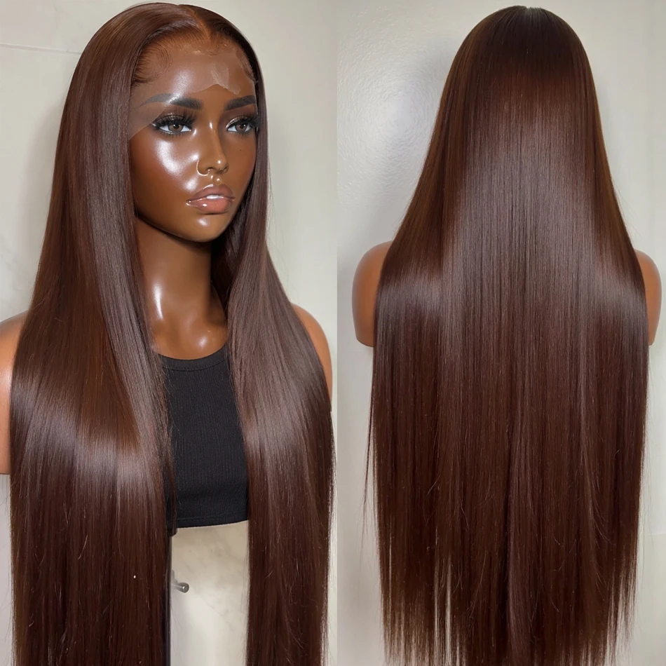 Perruque lisse marron chocolat