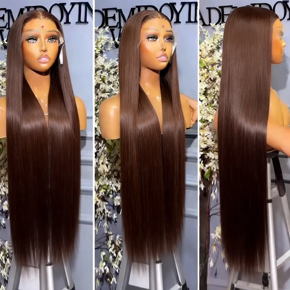 Perruque lisse marron chocolat