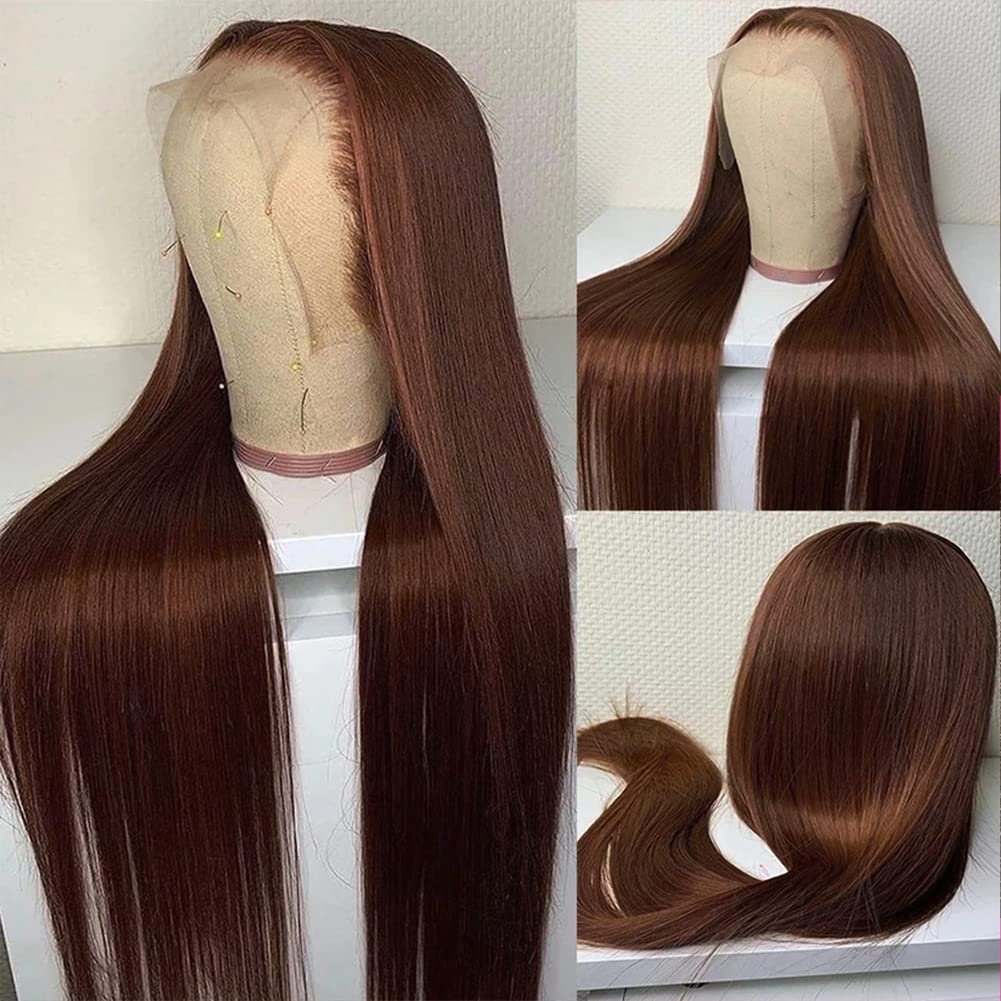 Perruque lisse marron chocolat vue 3