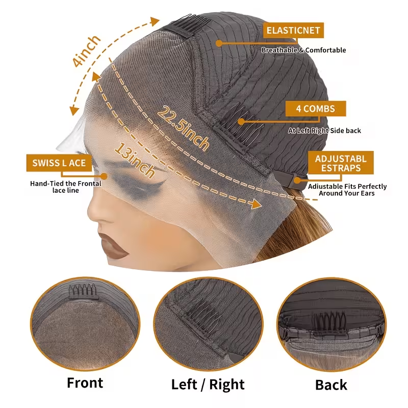 Perruque lisse marron chocolat vue 3