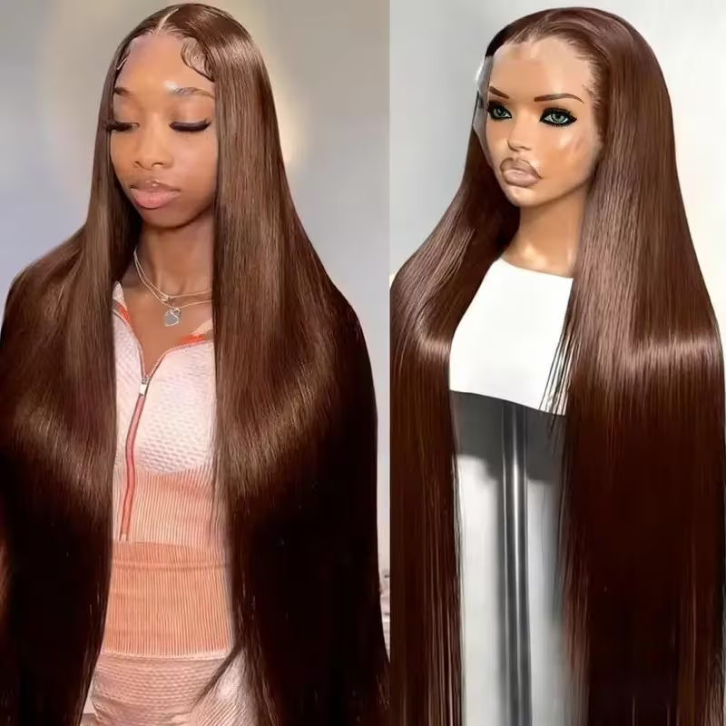 Perruque lisse marron chocolat