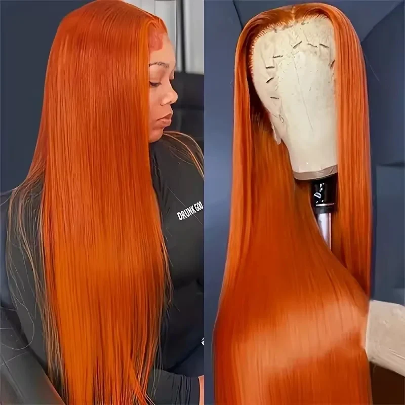 Perruque lisse orange cuivré