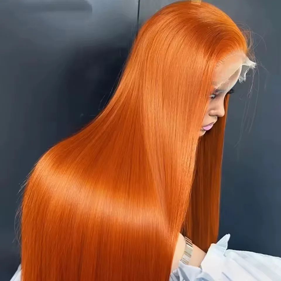 Perruque lisse orange cuivré