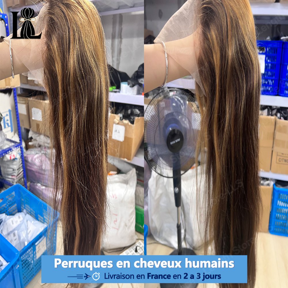 Perruque lisse reflets miel