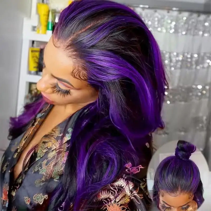 Perruque lisse violet intense