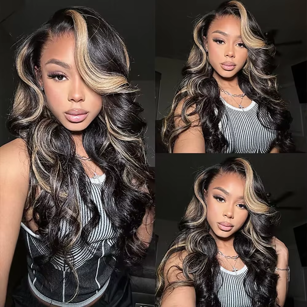 Perruque ondulée balayage cuivré vue 2