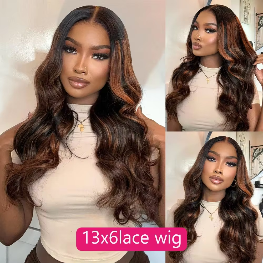 Perruque ondulée balayage cuivré vue 4
