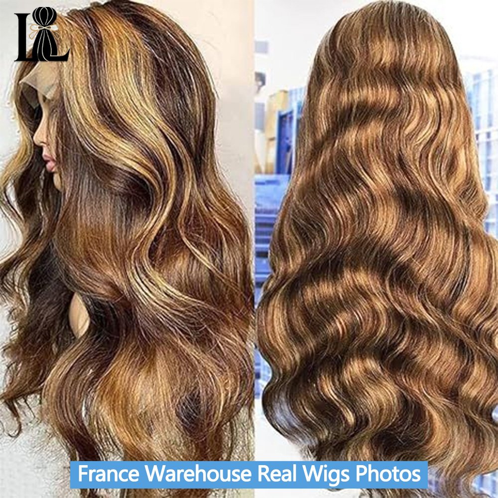 Perruque ondulée balayage miel vue 2