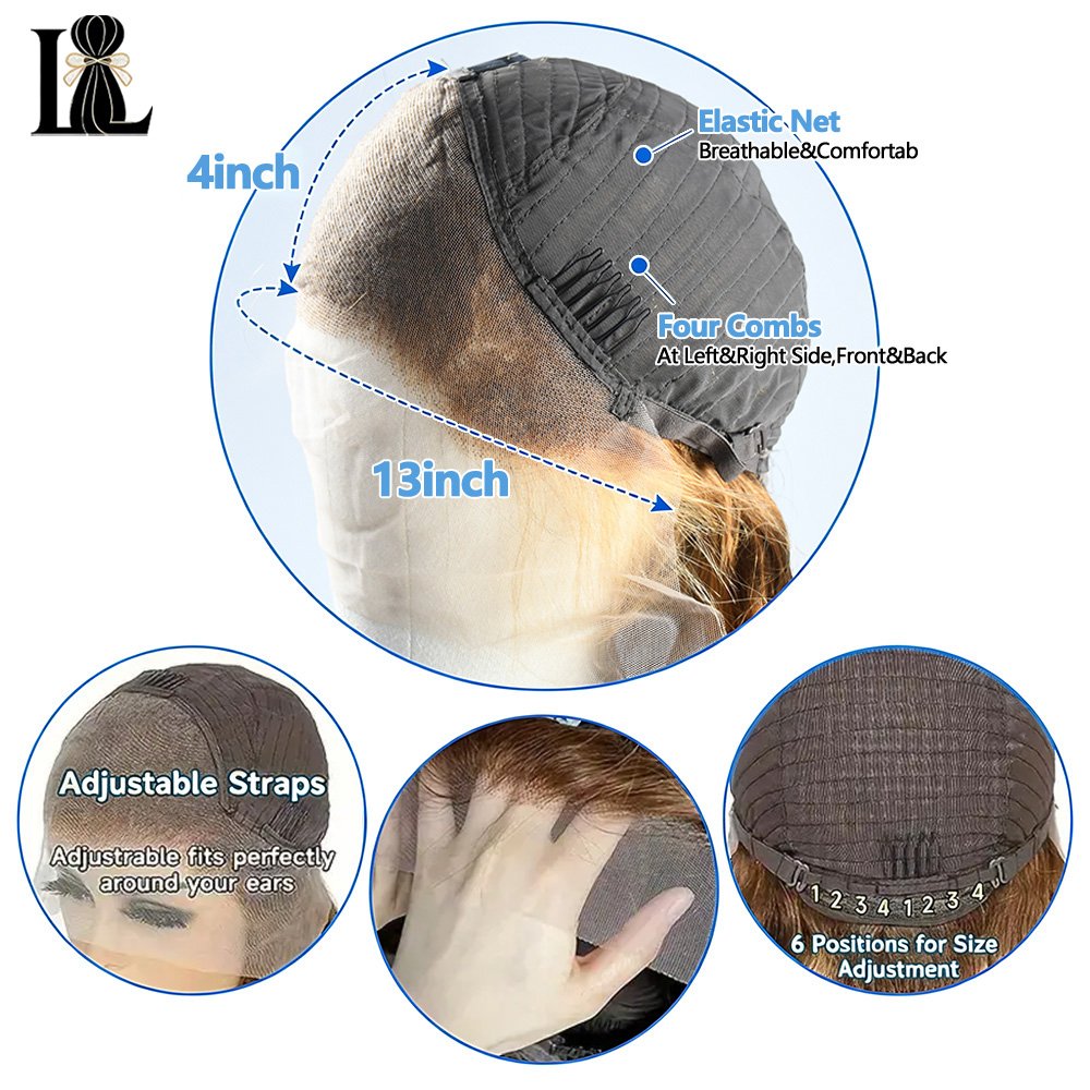 Perruque ondulée balayage miel vue 4