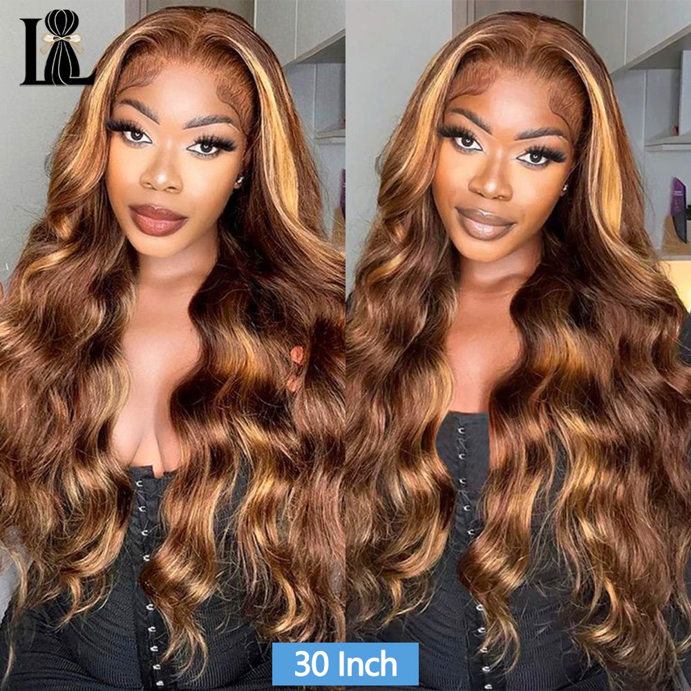 Perruque ondulée balayage miel vue 3