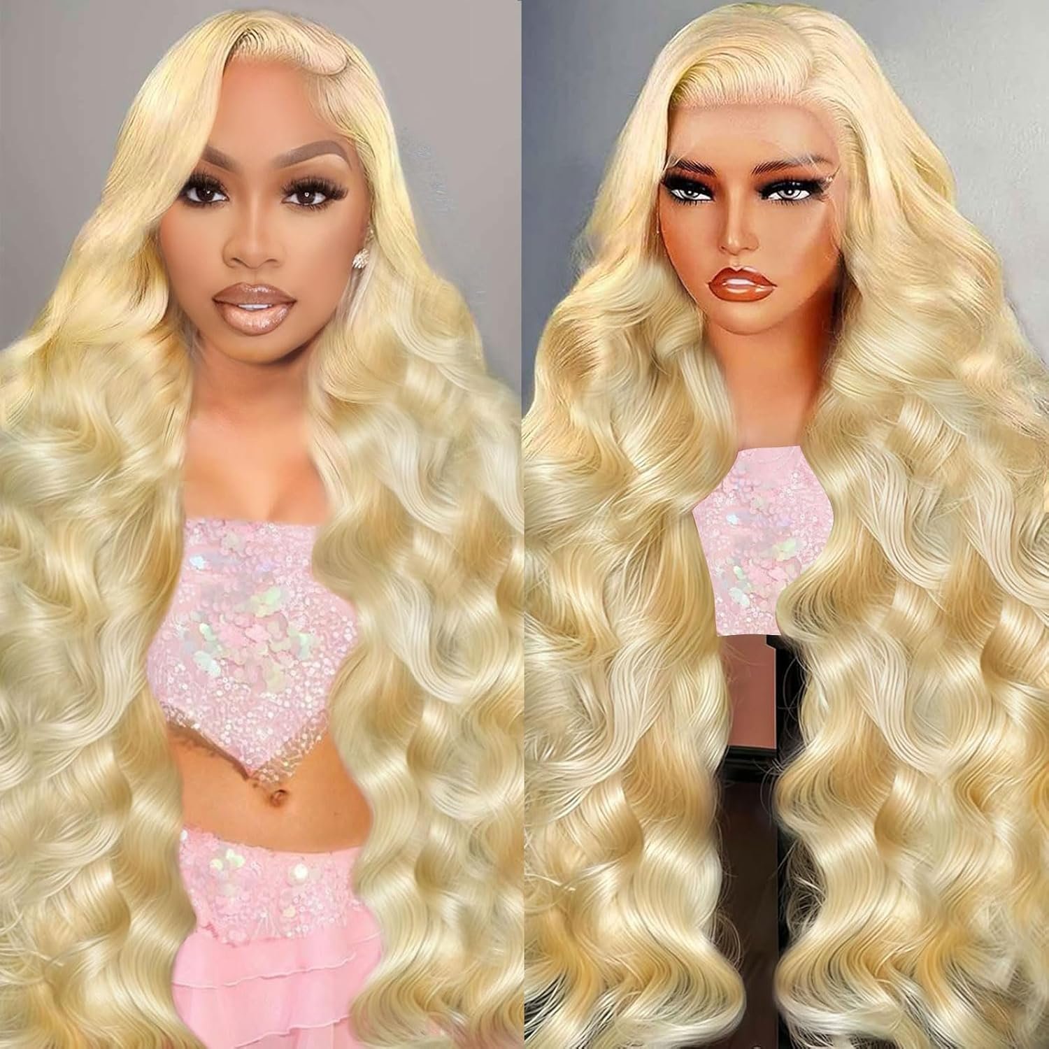 Perruque ondulée blond clair
