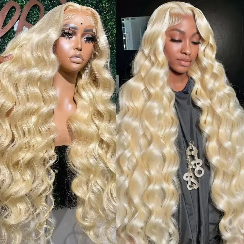 Perruque ondulée blond platine