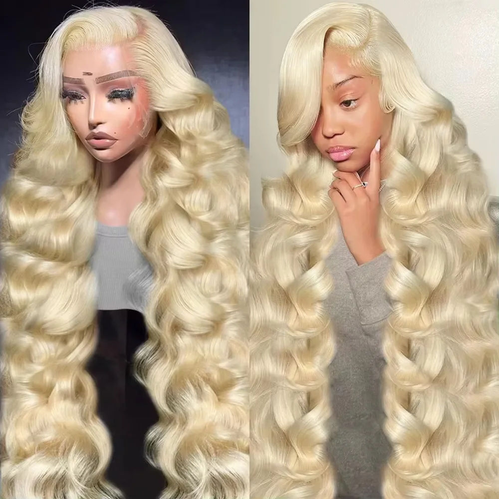 Perruque ondulée blond platine
