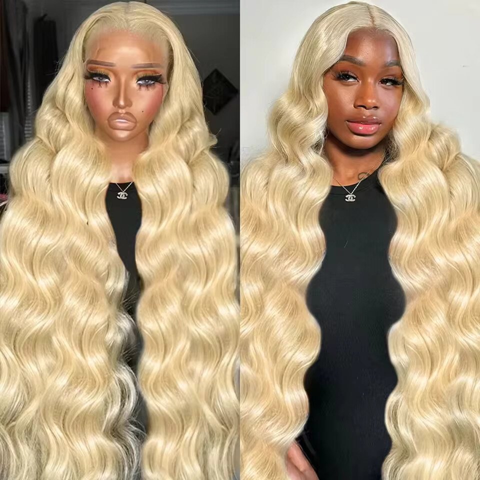 Perruque ondulée blond platine