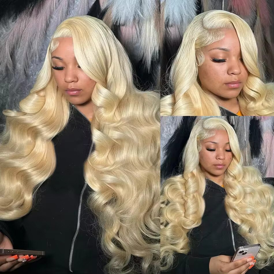 Perruque ondulée blond platine vue 2