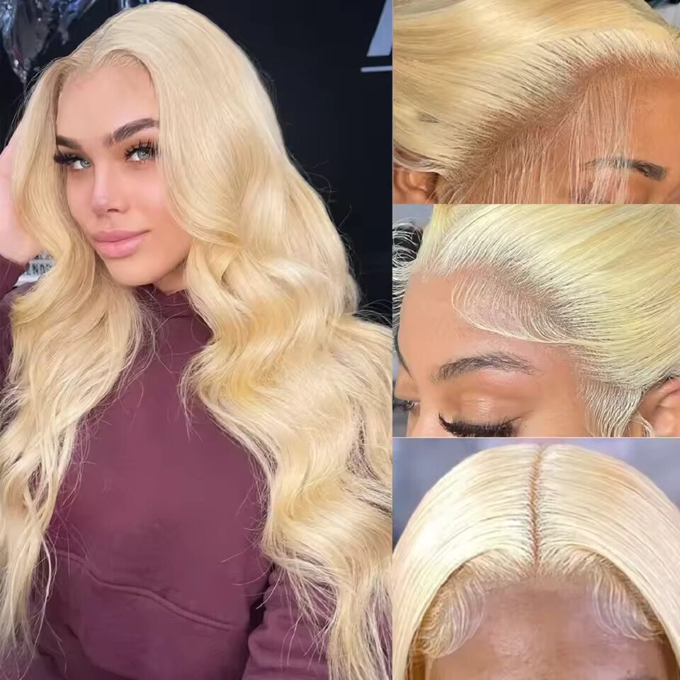 Perruque ondulée blond platine vue 3